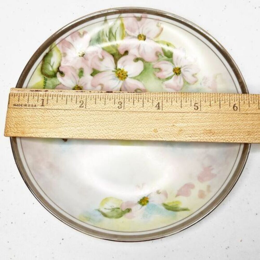 Vintage Royalton China Translucent Porcelain Plate Pink Dogwood Floral Pastels - Picture 6 of 6